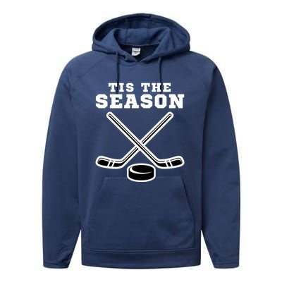 Ice Hockey Game Tis The Season Big Game Of Day Sport Funny Gift Performance Fleece Hoodie