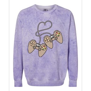 I Heart Gaming Cute Gamer Love Games Geek Nerd Controllers Gift Colorblast Crewneck Sweatshirt