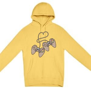 I Heart Gaming Cute Gamer Love Games Geek Nerd Controllers Gift Premium Pullover Hoodie