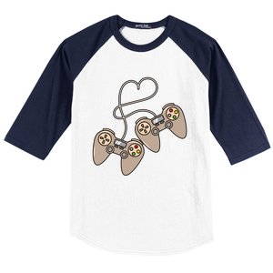 I Heart Gaming Cute Gamer Love Games Geek Nerd Controllers Gift Baseball Sleeve Shirt