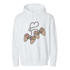 I Heart Gaming Cute Gamer Love Games Geek Nerd Controllers Gift Garment-Dyed Fleece Hoodie