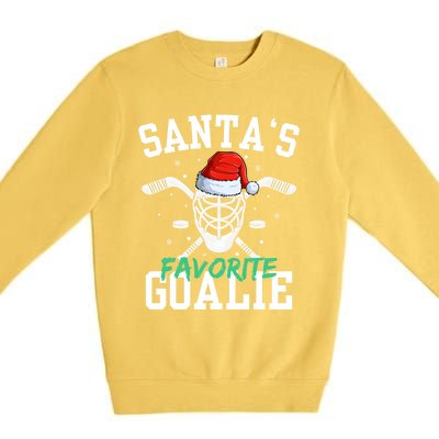 Ice Hockey Goalie Christmas SantaS Favorite Hockey Player Gift Premium Crewneck Sweatshirt