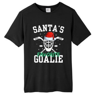 Ice Hockey Goalie Christmas SantaS Favorite Hockey Player Gift Tall Fusion ChromaSoft Performance T-Shirt