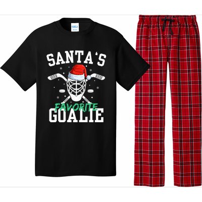 Ice Hockey Goalie Christmas SantaS Favorite Hockey Player Gift Pajama Set