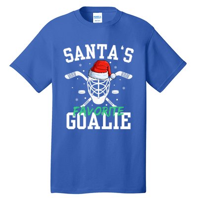 Ice Hockey Goalie Christmas SantaS Favorite Hockey Player Gift Tall T-Shirt