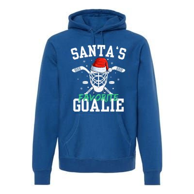 Ice Hockey Goalie Christmas SantaS Favorite Hockey Player Gift Premium Hoodie