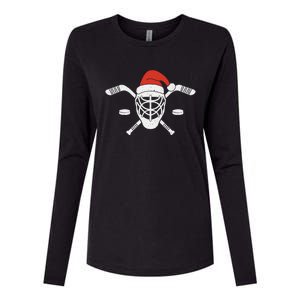 Ice Hockey Goalie Funny Christmas Santa Hockey Player Gift Womens Cotton Relaxed Long Sleeve T-Shirt