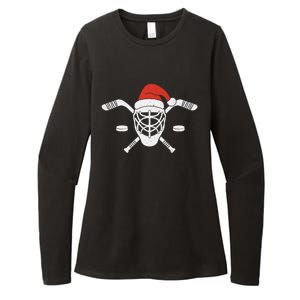 Ice Hockey Goalie Funny Christmas Santa Hockey Player Gift Womens CVC Long Sleeve Shirt