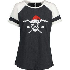 Ice Hockey Goalie Funny Christmas Santa Hockey Player Gift Enza Ladies Jersey Colorblock Tee