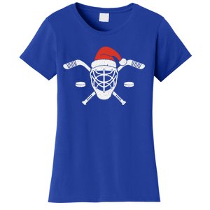 Ice Hockey Goalie Funny Christmas Santa Hockey Player Gift Women's T-Shirt