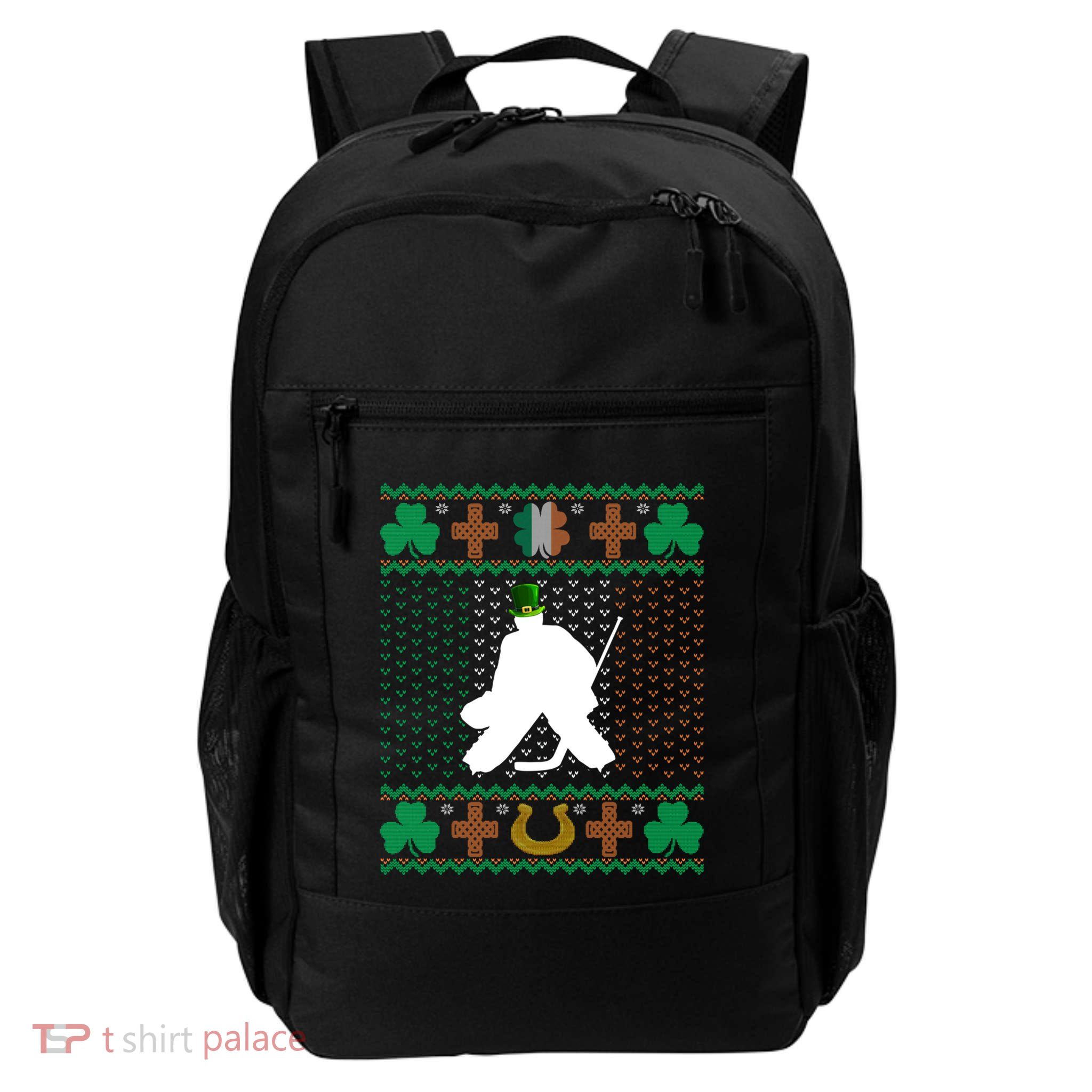 Ice Hockey Goalie Leprechaun St PatrickS Day Ugly Holiday Meaningful Gift Backpack