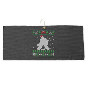 Ice Hockey Goalie And Goaltending Ugly Christmas Gift Large Microfiber Waffle Golf Towel