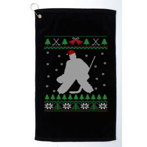 Ice Hockey Goalie And Goaltending Ugly Christmas Gift Platinum Collection Golf Towel