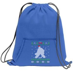 Ice Hockey Goalie And Goaltending Ugly Christmas Gift Sweatshirt Cinch Pack Bag