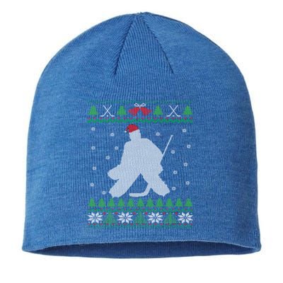 Ice Hockey Goalie And Goaltending Ugly Christmas Gift Sustainable Beanie