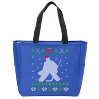 Ice Hockey Goalie And Goaltending Ugly Christmas Gift Zip Tote Bag