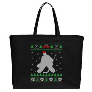 Ice Hockey Goalie And Goaltending Ugly Christmas Gift Cotton Canvas Jumbo Tote