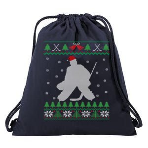 Ice Hockey Goalie And Goaltending Ugly Christmas Gift Drawstring Bag