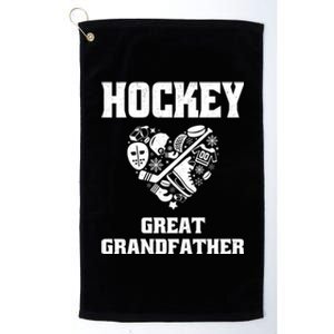 Ice Hockey Great Grandfather Love Heart Game Day Sports Fun Gift Platinum Collection Golf Towel