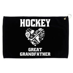 Ice Hockey Great Grandfather Love Heart Game Day Sports Fun Gift Grommeted Golf Towel