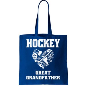 Ice Hockey Great Grandfather Love Heart Game Day Sports Fun Gift Tote Bag