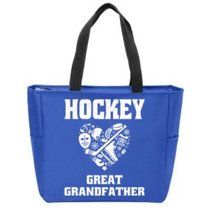 Ice Hockey Great Grandfather Love Heart Game Day Sports Fun Gift Zip Tote Bag