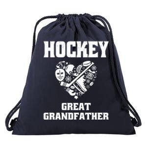 Ice Hockey Great Grandfather Love Heart Game Day Sports Fun Gift Drawstring Bag