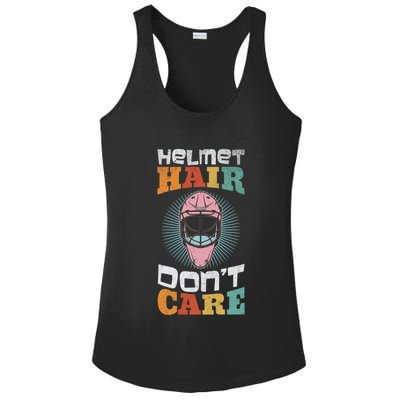 Ice Hockey Goaltender Helmet Hair Dont Care Funny Gift Ladies PosiCharge Competitor Racerback Tank