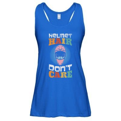 Ice Hockey Goaltender Helmet Hair Dont Care Funny Gift Ladies Essential Flowy Tank