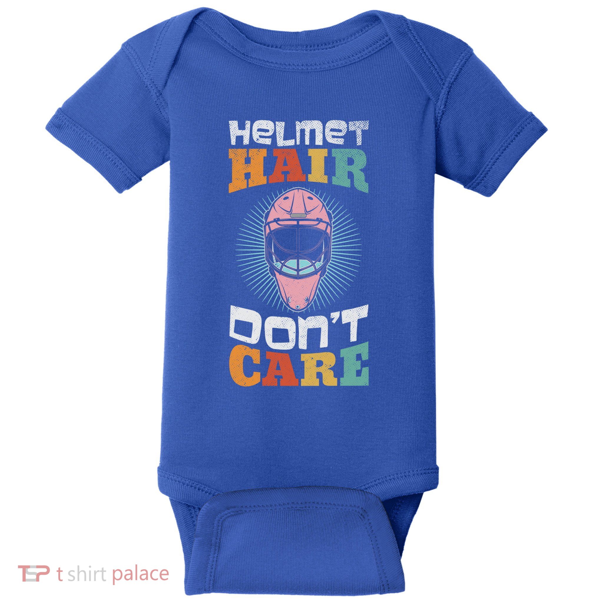 Ice Hockey Goaltender Helmet Hair Dont Care Funny Gift Baby Bodysuit