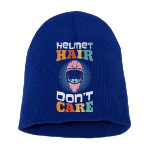 Ice Hockey Goaltender Helmet Hair Dont Care Funny Gift Short Acrylic Beanie