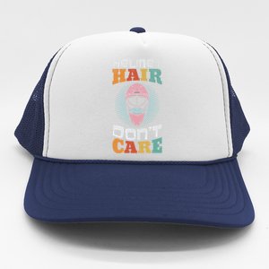 Ice Hockey Goaltender Helmet Hair Dont Care Funny Gift Trucker Hat