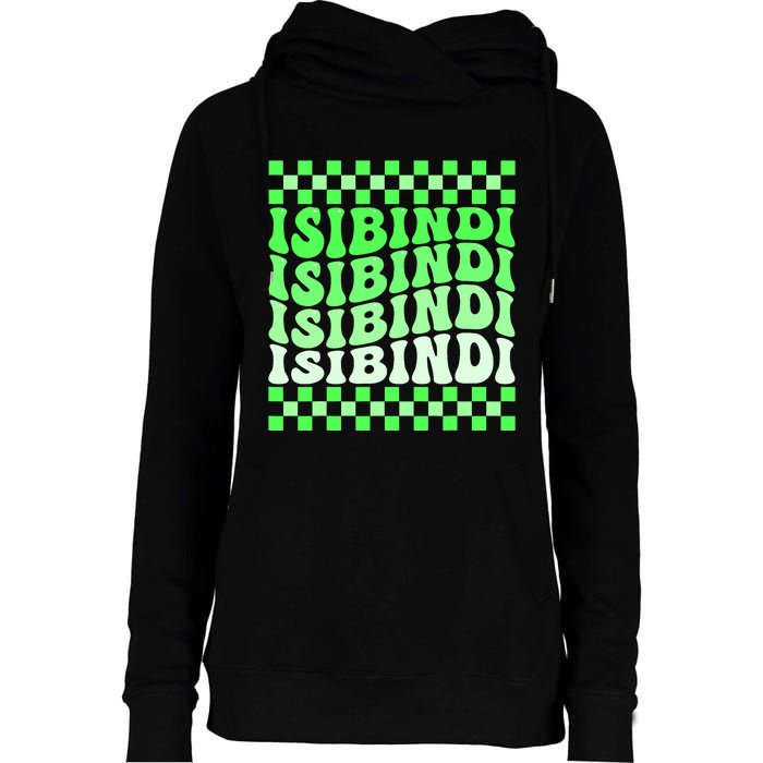 Isibindi House Green Retro Groovy Social Psychology Isibindi Womens Funnel Neck Pullover Hood