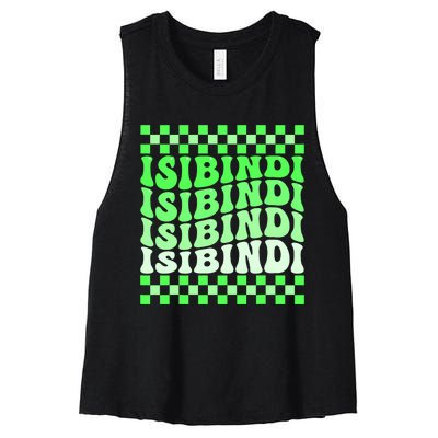 Isibindi House Green Retro Groovy Social Psychology Isibindi Women's Racerback Cropped Tank