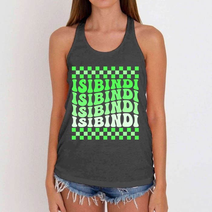 Isibindi House Green Retro Groovy Social Psychology Isibindi Women's Knotted Racerback Tank