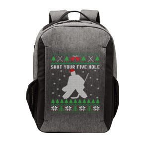 Ice Hockey Goalkeeper Ugly Christmas Shut Your Five Hole Gift Vector Backpack