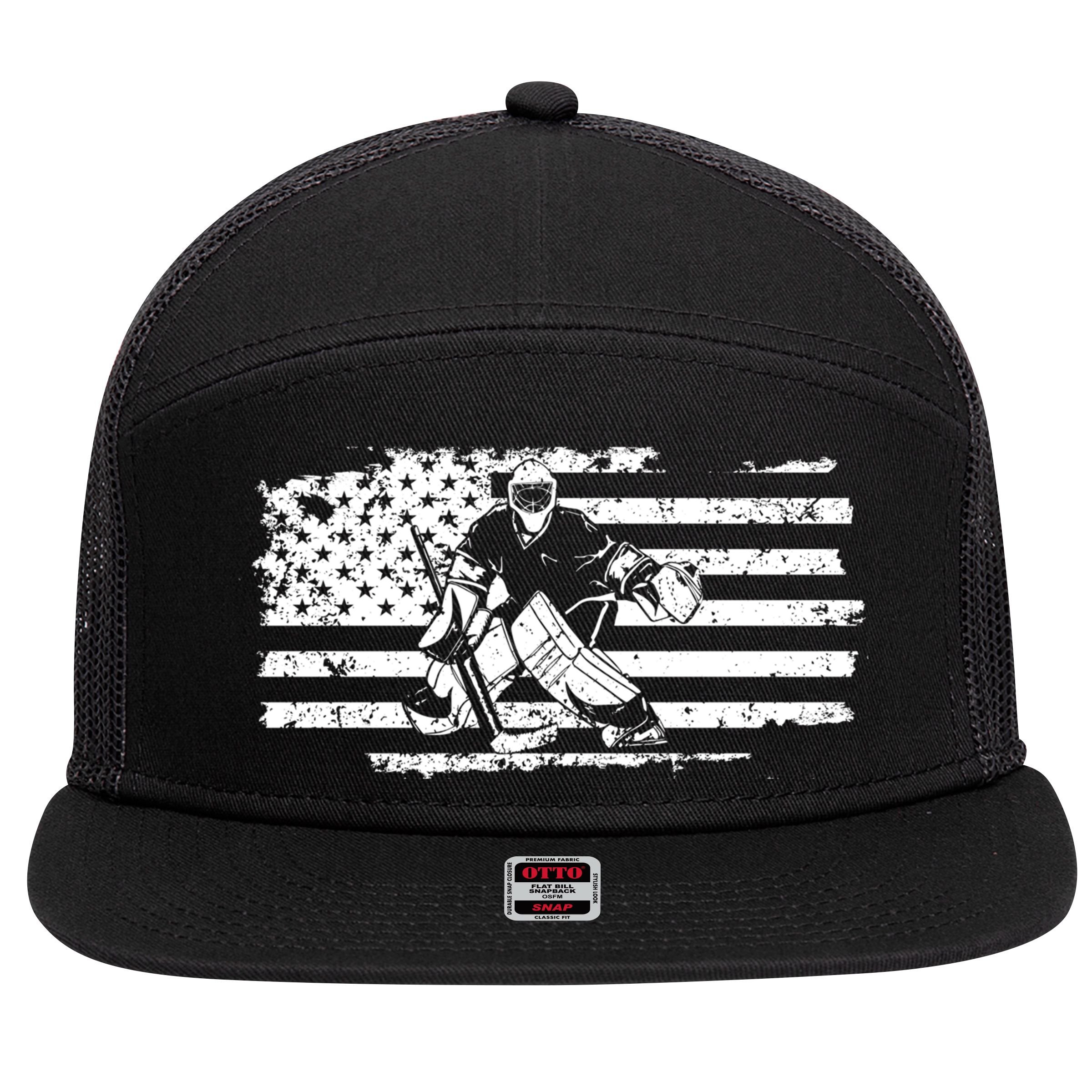 Ice Hockey Goalie 7 Panel Mesh Trucker Snapback Hat