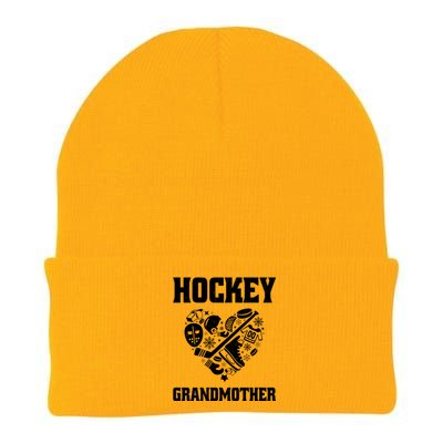 Ice Hockey Grandmother Love Heart Game Day Winter Sports Fun Meaningful Gift Knit Cap Winter Beanie