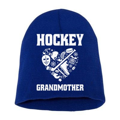 Ice Hockey Grandmother Love Heart Game Day Winter Sports Fun Meaningful Gift Short Acrylic Beanie