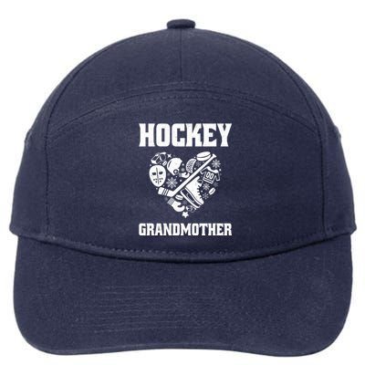 Ice Hockey Grandmother Love Heart Game Day Winter Sports Fun Meaningful Gift 7-Panel Snapback Hat