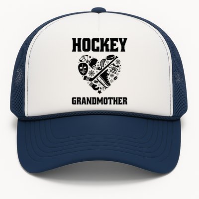 Ice Hockey Grandmother Love Heart Game Day Winter Sports Fun Meaningful Gift Trucker Hat