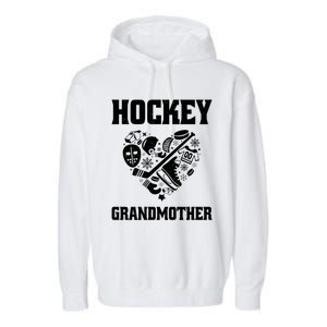 Ice Hockey Grandmother Love Heart Game Day Winter Sports Fun Meaningful Gift Garment-Dyed Fleece Hoodie