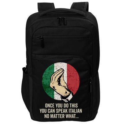 Italian Hand Gesture Italian Flag Impact Tech Backpack