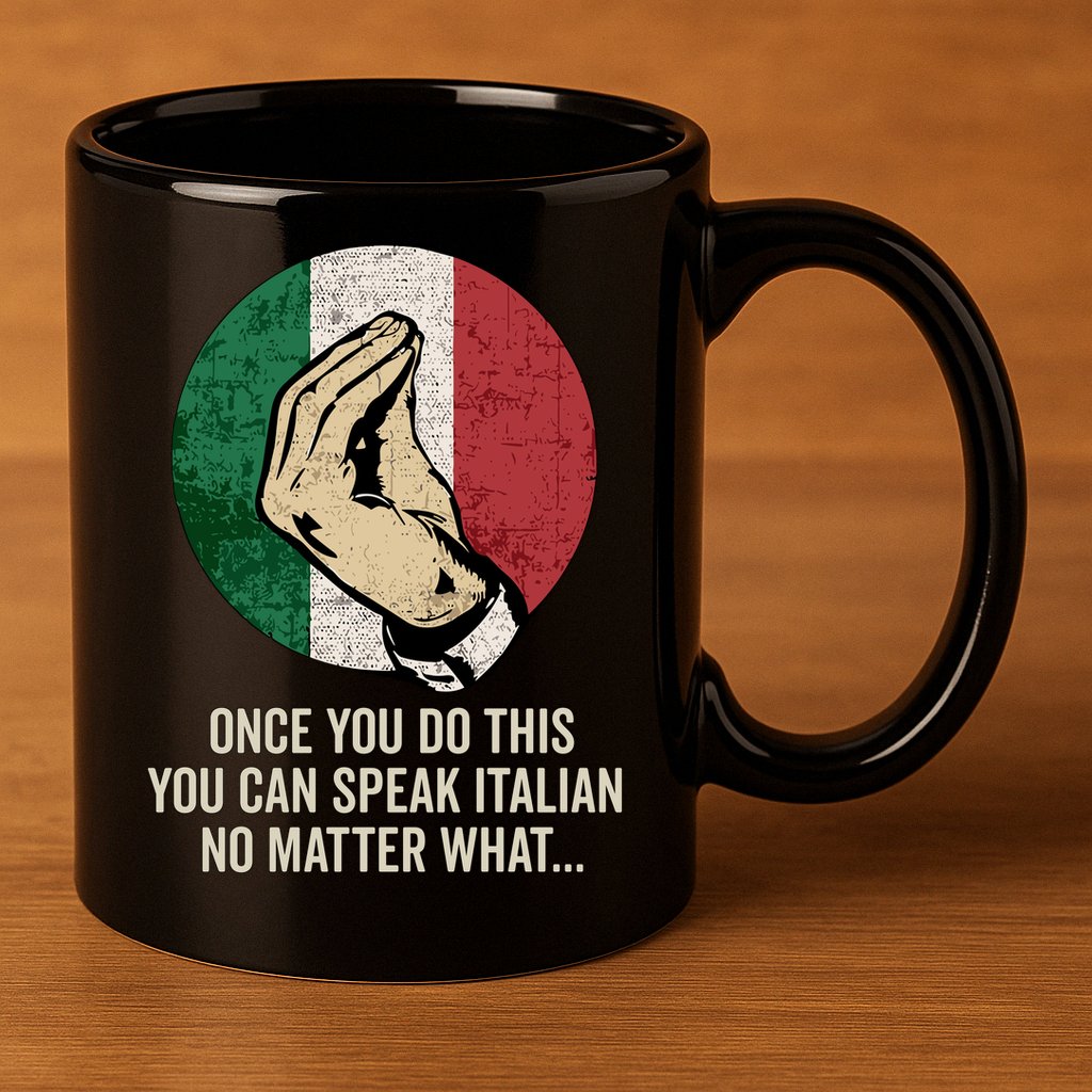 Italian Hand Gesture Italian Flag 11oz C Handle Ceramic Mug