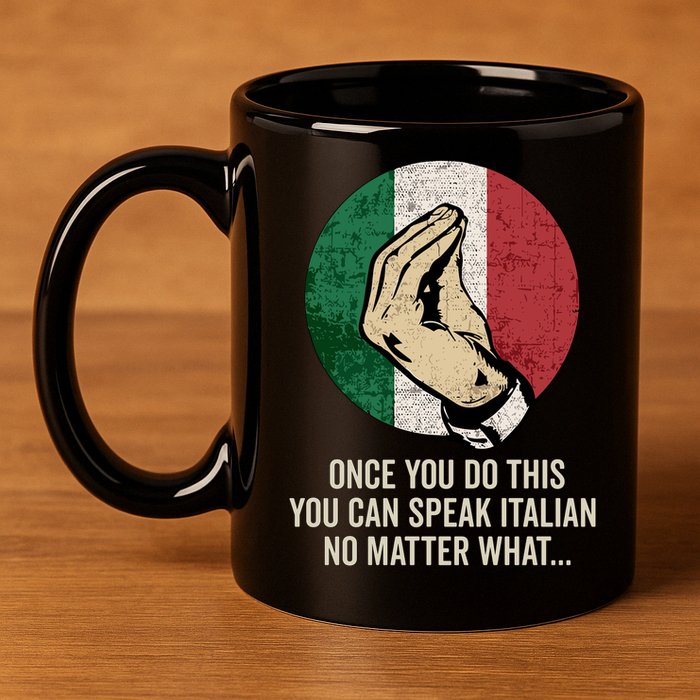 Italian Hand Gesture Italian Flag 11oz C Handle Ceramic Mug