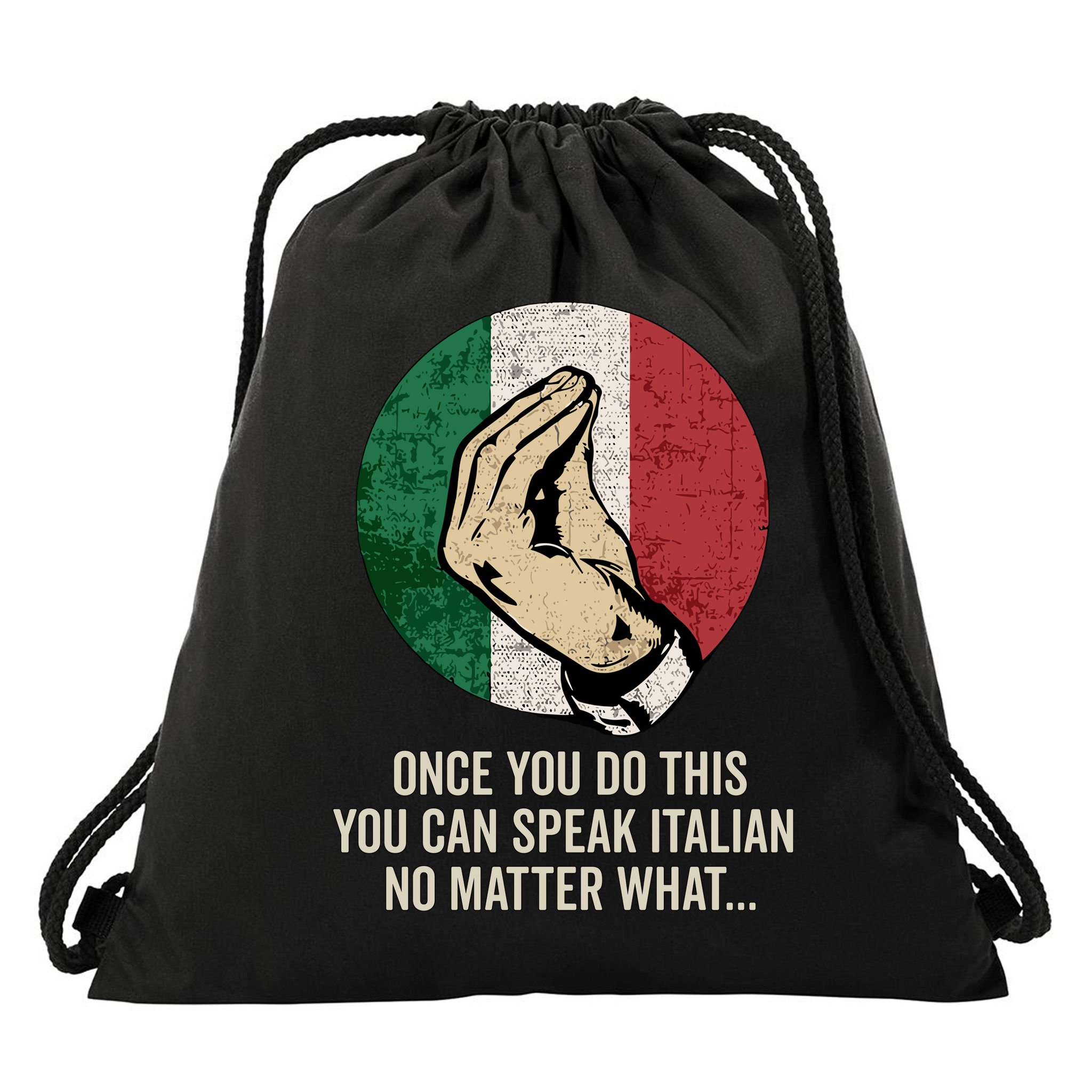 Italian Hand Gesture Italian Flag Drawstring Bag