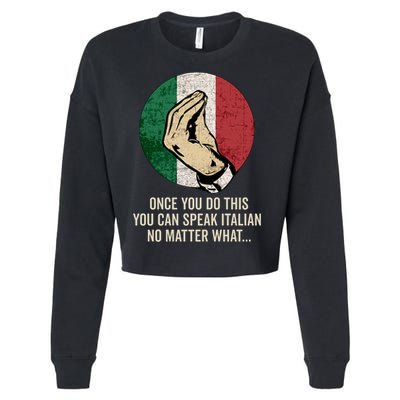 Italian Hand Gesture Italian Flag Cropped Pullover Crew