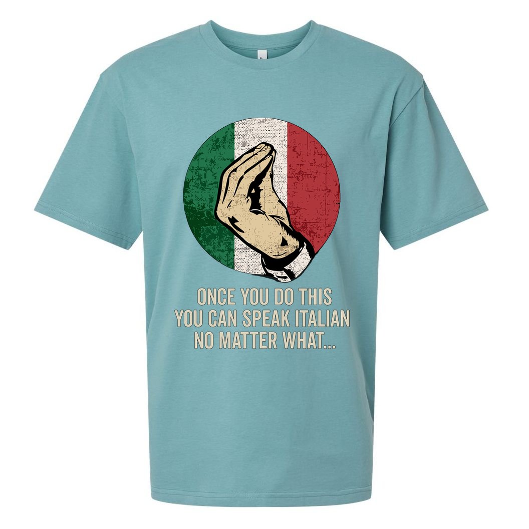 Italian Hand Gesture Italian Flag Sueded Cloud Jersey T-Shirt