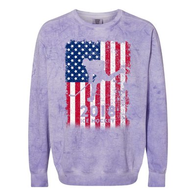 Ice Hockey Gift Usa American Flag 2018 Colorblast Crewneck Sweatshirt