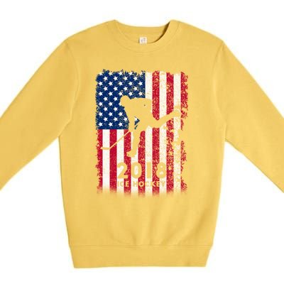 Ice Hockey Gift Usa American Flag 2018 Premium Crewneck Sweatshirt